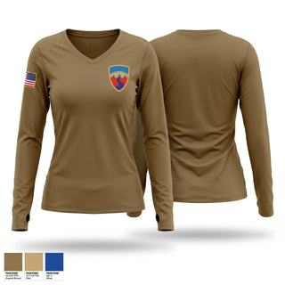 Womens Long Sleeve Vneck Shirt, HHC, 155th CSSB, Army, Teamtime, Team time, sublimation, custom sports apparel, team uniforms, spirit wear, spiritwear, sports uniforms, custom shirts, team store, custom team store, fundraiser sports, apparel fundraiser