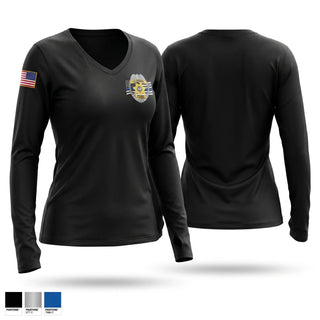 Womens Long Sleeve Vneck Shirt, Hudson Police Department, Police, Teamtime, Team time, sublimation, custom sports apparel, team uniforms, spirit wear, spiritwear, sports uniforms, custom shirts, team store, custom team store, fundraiser sports, apparel fundraiser