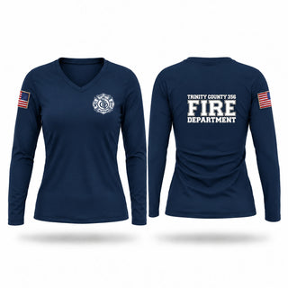 Womens Long Sleeve Vneck Shirt, TRINITY COUNTY 356 FIRE DEPARTMENT, Fire Department, Teamtime, Team time, sublimation, custom sports apparel, team uniforms, spirit wear, spiritwear, sports uniforms, custom shirts, team store, custom team store, fundraiser sports, apparel fundraiser