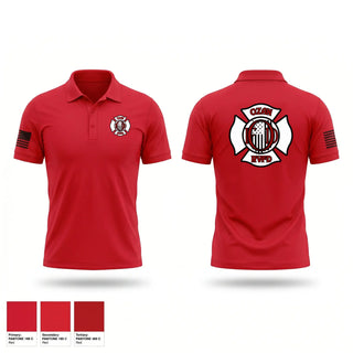 Short Sleeve Performance Polo, Ozan Rural Volunteer Fire Dept, Fire Department, Teamtime, Team time, sublimation, custom sports apparel, team uniforms, spirit wear, spiritwear, sports uniforms, custom shirts, team store, custom team store, fundraiser sports, apparel fundraiser