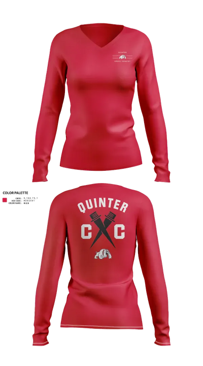 Quinter Bulldogs 74495795 Women's Long Sleeve V-neck Shirt - 21