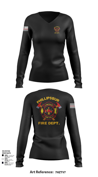 Womens Long Sleeve Vneck Shirt, PHILLIPSBURG FIRE DEPARTMENT, , Teamtime, Team time, sublimation, custom sports apparel, team uniforms, spirit wear, spiritwear, sports uniforms, custom shirts, team store, custom team store, fundraiser sports, apparel fundraiser