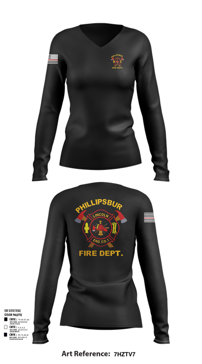 PHILLIPSBURG FIRE DEPARTMENT 39354124 Women's Long Sleeve V-neck Shirt - 103
