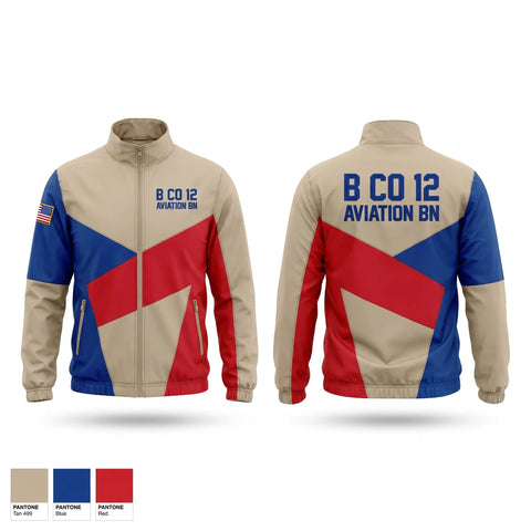 Windbreaker, B co 12 Aviation BN, Army, Teamtime, Team time, sublimation, custom sports apparel, team uniforms, spirit wear, spiritwear, sports uniforms, custom shirts, team store, custom team store, fundraiser sports, apparel fundraiser