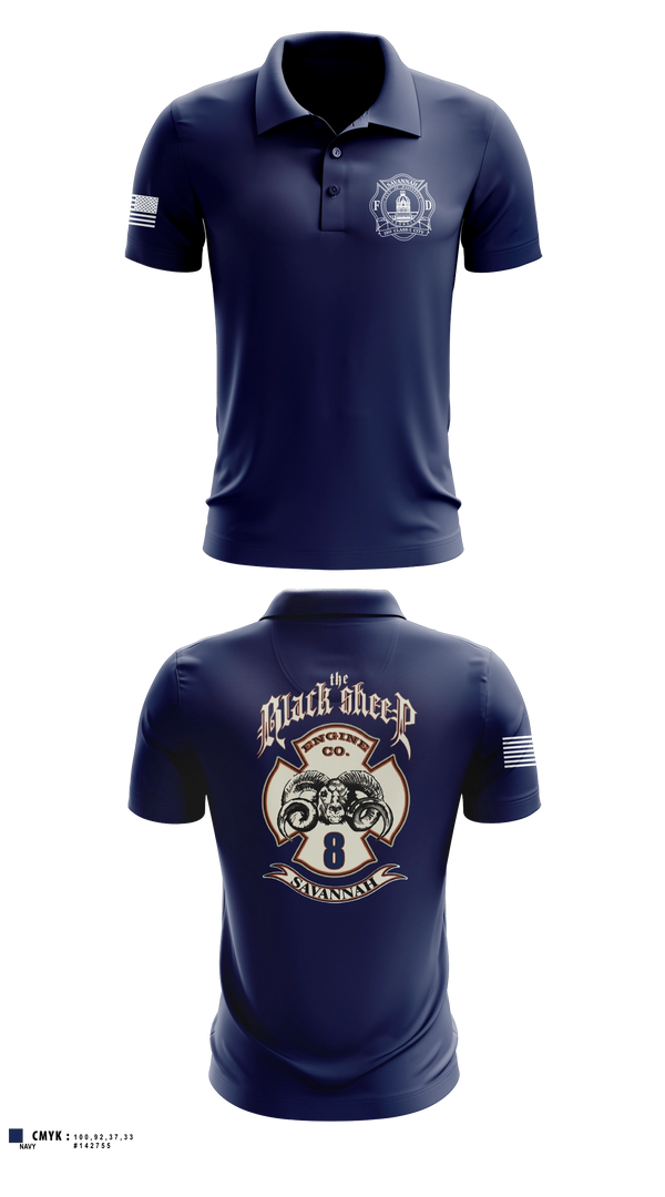 Short Sleeve Performance Polo, Engine 8, Fire Department, Teamtime, Team time, sublimation, custom sports apparel, team uniforms, spirit wear, spiritwear, sports uniforms, custom shirts, team store, custom team store, fundraiser sports, apparel fundraiser