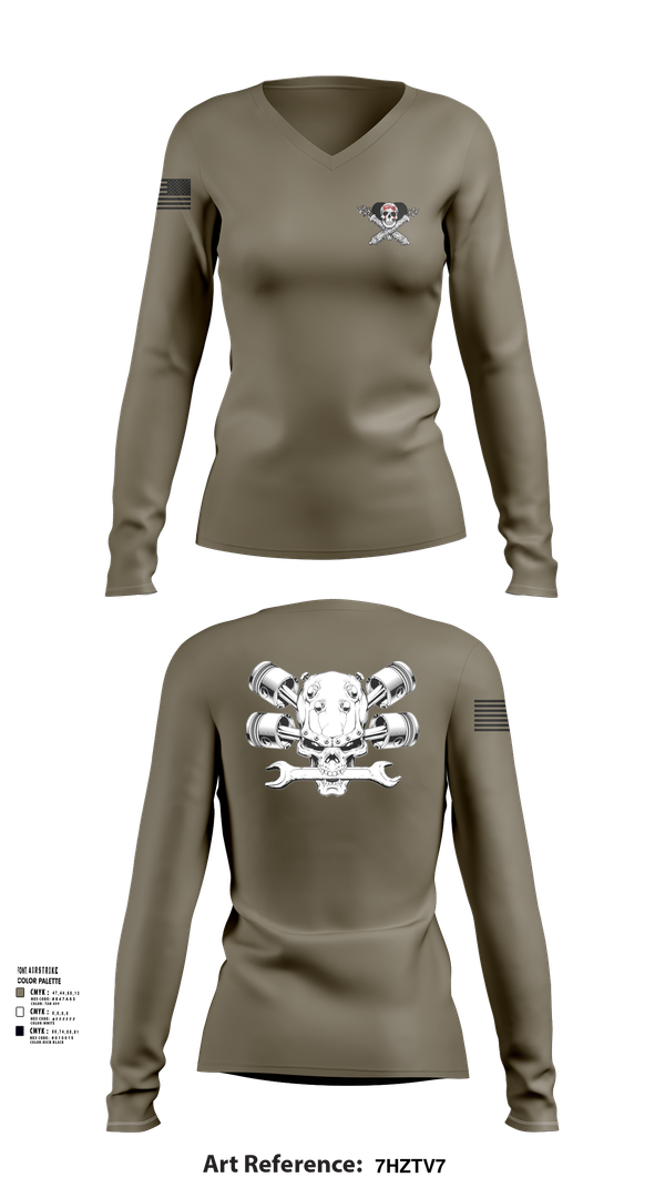 Womens Long Sleeve Vneck Shirt, Fox 1-320th F-CO FAR, , Teamtime, Team time, sublimation, custom sports apparel, team uniforms, spirit wear, spiritwear, sports uniforms, custom shirts, team store, custom team store, fundraiser sports, apparel fundraiser