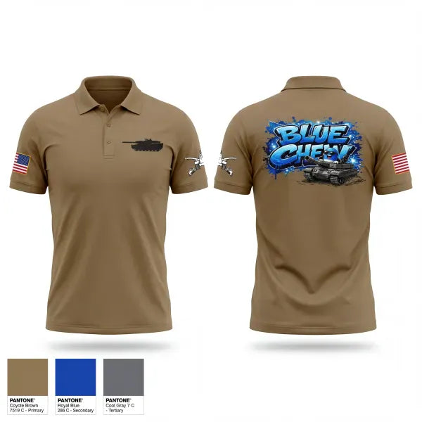 Short Sleeve Performance Polo, 120 IN BLUE CHEW, Army, Teamtime, Team time, sublimation, custom sports apparel, team uniforms, spirit wear, spiritwear, sports uniforms, custom shirts, team store, custom team store, fundraiser sports, apparel fundraiser