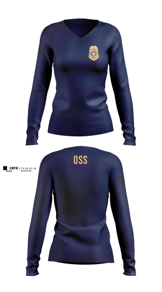 Womens Long Sleeve Vneck Shirt, Office of School Safety, Police, Teamtime, Team time, sublimation, custom sports apparel, team uniforms, spirit wear, spiritwear, sports uniforms, custom shirts, team store, custom team store, fundraiser sports, apparel fundraiser