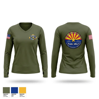 Womens Long Sleeve Vneck Shirt, ATEC YUMA PROVING GROUND, Army, Teamtime, Team time, sublimation, custom sports apparel, team uniforms, spirit wear, spiritwear, sports uniforms, custom shirts, team store, custom team store, fundraiser sports, apparel fundraiser