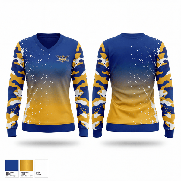 Womens Long Sleeve Vneck Shirt, Saddle Brook Falcons Lacrosse, Men's Lacrosse, Teamtime, Team time, sublimation, custom sports apparel, team uniforms, spirit wear, spiritwear, sports uniforms, custom shirts, team store, custom team store, fundraiser sports, apparel fundraiser