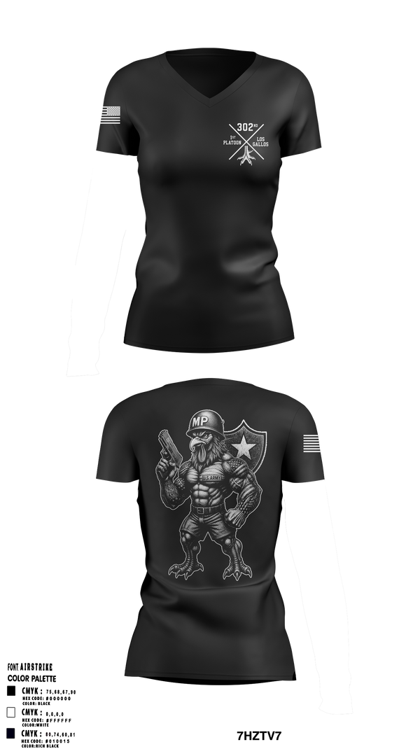 Womens Short Sleeve Vneck Shirt, 1st PLT Roosters, Army, Teamtime, Team time, sublimation, custom sports apparel, team uniforms, spirit wear, spiritwear, sports uniforms, custom shirts, team store, custom team store, fundraiser sports, apparel fundraiser