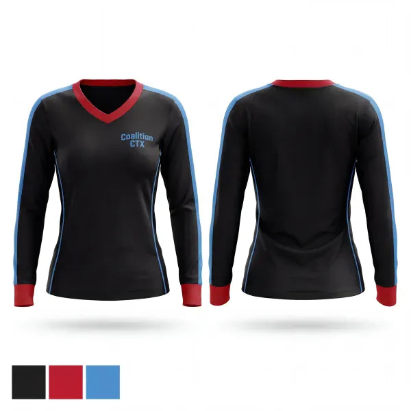 Womens Long Sleeve Vneck Shirt, Coalition CTX, Softball, Teamtime, Team time, sublimation, custom sports apparel, team uniforms, spirit wear, spiritwear, sports uniforms, custom shirts, team store, custom team store, fundraiser sports, apparel fundraiser