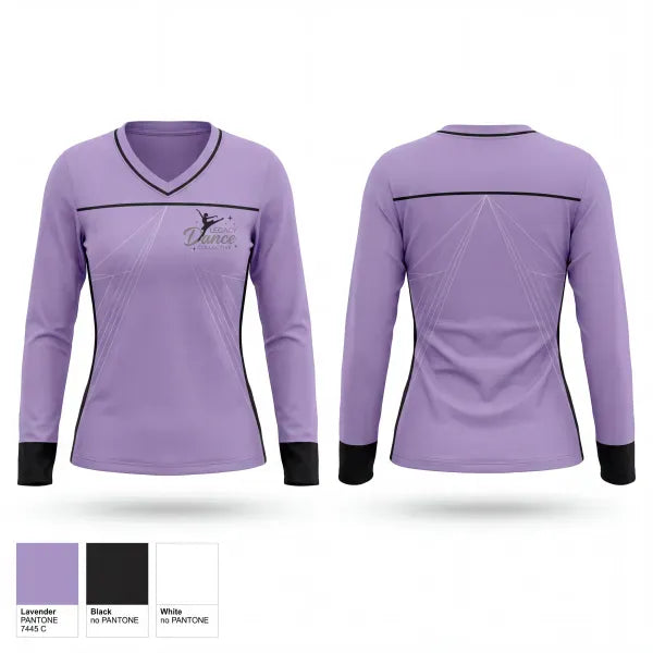 Womens Long Sleeve Vneck Shirt, Legacy Dance Collective, Spirit Store, Teamtime, Team time, sublimation, custom sports apparel, team uniforms, spirit wear, spiritwear, sports uniforms, custom shirts, team store, custom team store, fundraiser sports, apparel fundraiser