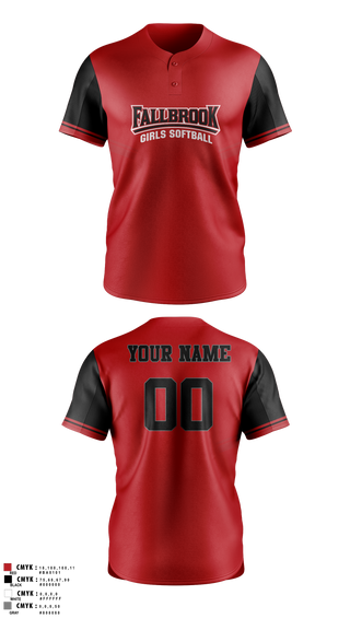 Two Button Softball Jersey, Fallbrook girls softball, Softball, Teamtime, Team time, sublimation, custom sports apparel, team uniforms, spirit wear, spiritwear, sports uniforms, custom shirts, team store, custom team store, fundraiser sports, apparel fundraiser