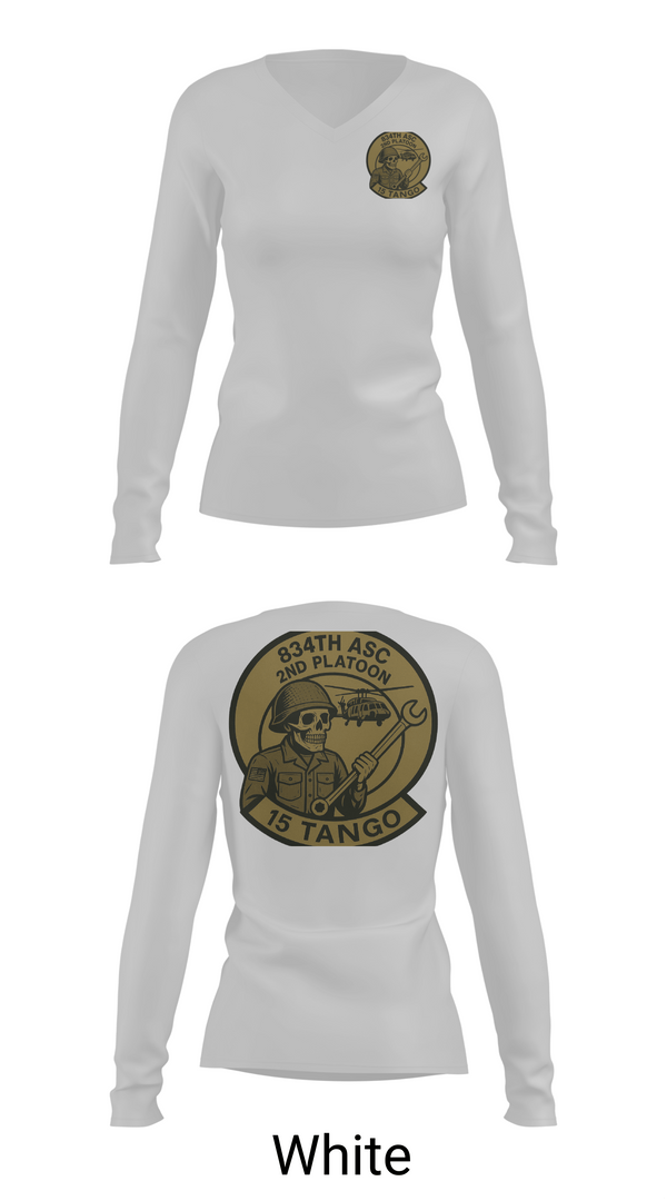 Womens Long Sleeve Vneck Shirt, B-Co 834th ASB, National Guard, Teamtime, Team time, sublimation, custom sports apparel, team uniforms, spirit wear, spiritwear, sports uniforms, custom shirts, team store, custom team store, fundraiser sports, apparel fundraiser