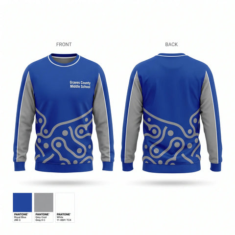 Crew Neck Sweatshirt, Graves County Middle School, Cheer, Teamtime, Team time, sublimation, custom sports apparel, team uniforms, spirit wear, spiritwear, sports uniforms, custom shirts, team store, custom team store, fundraiser sports, apparel fundraiser