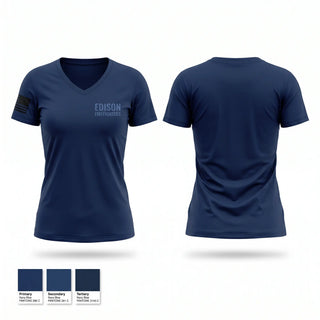 Womens Short Sleeve Vneck Shirt, Edison Firefighters, Fire Department, Teamtime, Team time, sublimation, custom sports apparel, team uniforms, spirit wear, spiritwear, sports uniforms, custom shirts, team store, custom team store, fundraiser sports, apparel fundraiser