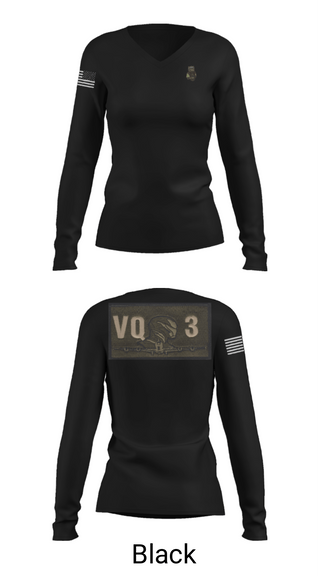Women's Long Sleeve Vneck Shirt, VQ-3 DET TRVS, Navy, Teamtime, Team time, sublimation, custom sports apparel, team uniforms, spirit wear, spiritwear, sports uniforms, custom shirts, team store, custom team store, fundraiser sports, apparel fundraiser