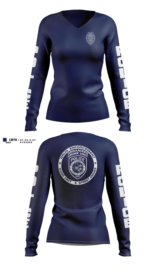 Womens Long Sleeve Vneck Shirt, Robstown Police Department Organized Crime Unit, Police, Teamtime, Team time, sublimation, custom sports apparel, team uniforms, spirit wear, spiritwear, sports uniforms, custom shirts, team store, custom team store, fundraiser sports, apparel fundraiser