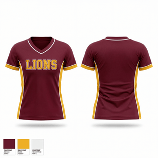 Womens Short Sleeve Vneck Shirt, Lions, Baseball, Teamtime, Team time, sublimation, custom sports apparel, team uniforms, spirit wear, spiritwear, sports uniforms, custom shirts, team store, custom team store, fundraiser sports, apparel fundraiser