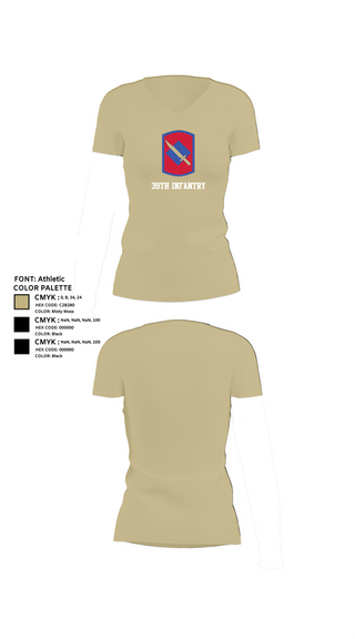 Womens Short Sleeve Vneck Shirt, 39th infantry, National Guard, Teamtime, Team time, sublimation, custom sports apparel, team uniforms, spirit wear, spiritwear, sports uniforms, custom shirts, team store, custom team store, fundraiser sports, apparel fundraiser