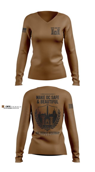 Womens Long Sleeve Vneck Shirt, 1226 EN DET, National Guard, Teamtime, Team time, sublimation, custom sports apparel, team uniforms, spirit wear, spiritwear, sports uniforms, custom shirts, team store, custom team store, fundraiser sports, apparel fundraiser