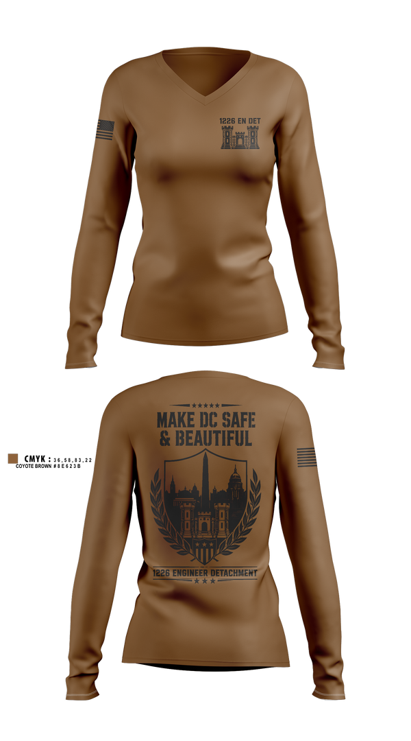 Womens Long Sleeve Vneck Shirt, 1226 EN DET, National Guard, Teamtime, Team time, sublimation, custom sports apparel, team uniforms, spirit wear, spiritwear, sports uniforms, custom shirts, team store, custom team store, fundraiser sports, apparel fundraiser