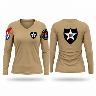 Womens Long Sleeve Vneck Shirt, Currahee Stands Alone, Army, Teamtime, Team time, sublimation, custom sports apparel, team uniforms, spirit wear, spiritwear, sports uniforms, custom shirts, team store, custom team store, fundraiser sports, apparel fundraiser
