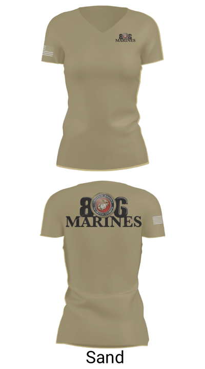 806 Marines 13874790 Women's Short Sleeve V-neck Shirt - 88
