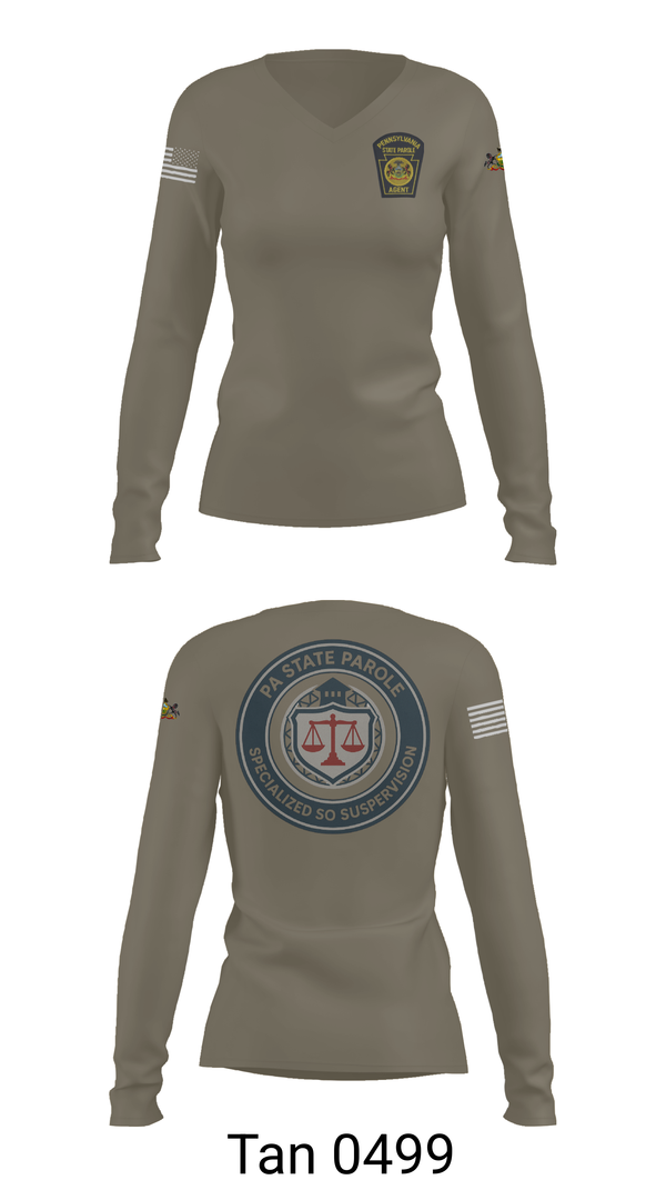 Womens Long Sleeve Vneck Shirt, Specialized Sex Offender Supervision, Police, Teamtime, Team time, sublimation, custom sports apparel, team uniforms, spirit wear, spiritwear, sports uniforms, custom shirts, team store, custom team store, fundraiser sports, apparel fundraiser