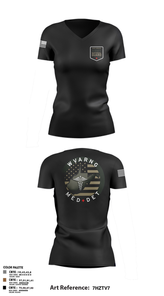 Womens Short Sleeve Vneck Shirt, WV ARNG Med Det, , Teamtime, Team time, sublimation, custom sports apparel, team uniforms, spirit wear, spiritwear, sports uniforms, custom shirts, team store, custom team store, fundraiser sports, apparel fundraiser