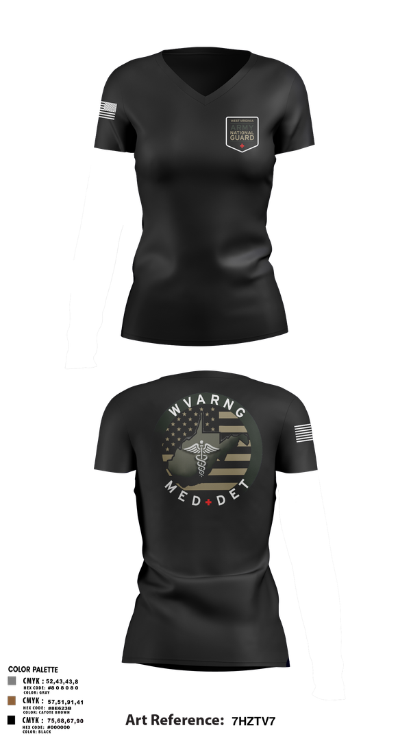 Womens Short Sleeve Vneck Shirt, WV ARNG Med Det, , Teamtime, Team time, sublimation, custom sports apparel, team uniforms, spirit wear, spiritwear, sports uniforms, custom shirts, team store, custom team store, fundraiser sports, apparel fundraiser