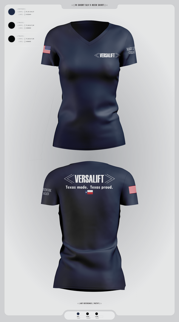 Womens Short Sleeve Vneck Shirt, Versalift, , Teamtime, Team time, sublimation, custom sports apparel, team uniforms, spirit wear, spiritwear, sports uniforms, custom shirts, team store, custom team store, fundraiser sports, apparel fundraiser