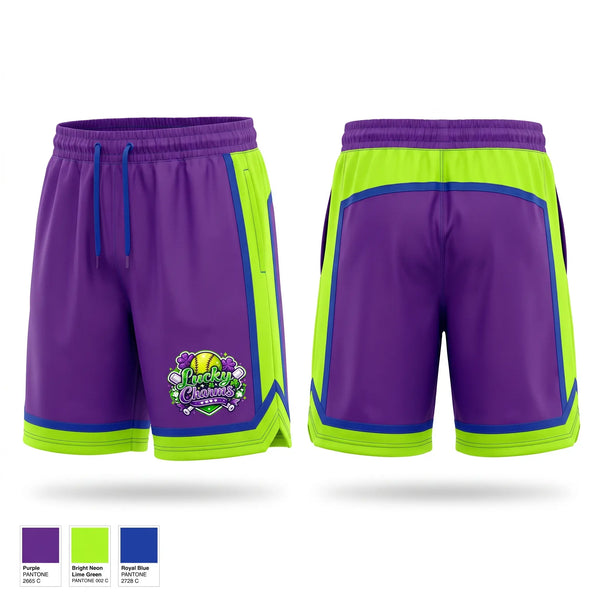 Athletic Shorts With Pockets, Lucky Charms, Softball, Teamtime, Team time, sublimation, custom sports apparel, team uniforms, spirit wear, spiritwear, sports uniforms, custom shirts, team store, custom team store, fundraiser sports, apparel fundraiser