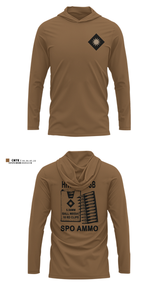 Long Sleeve Performance Shirt with hood, HHC 40TH DSB, National Guard, Teamtime, Team time, sublimation, custom sports apparel, team uniforms, spirit wear, spiritwear, sports uniforms, custom shirts, team store, custom team store, fundraiser sports, apparel fundraiser