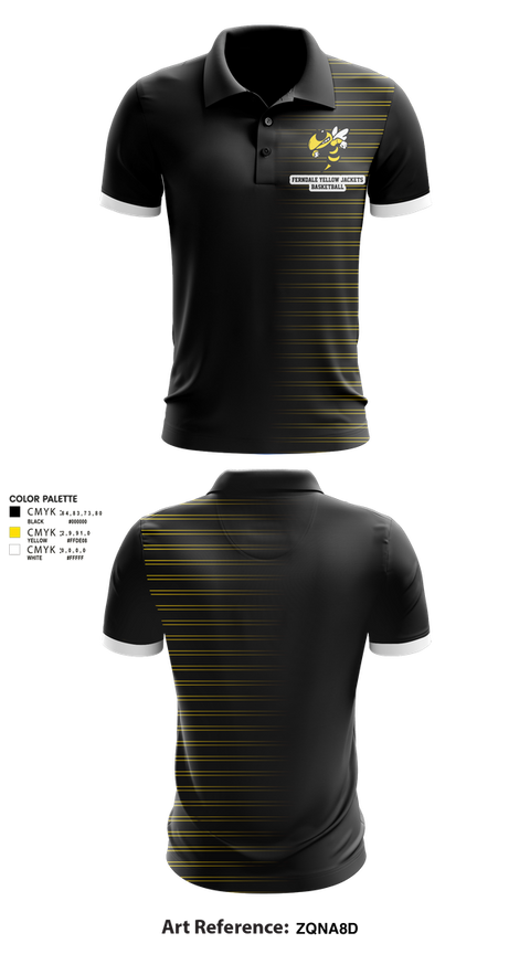 Short Sleeve Performance Polo, Ferndale Yellow Jackets, Men's Basketball, Teamtime, Team time, sublimation, custom sports apparel, team uniforms, spirit wear, spiritwear, sports uniforms, custom shirts, team store, custom team store, fundraiser sports, apparel fundraiser