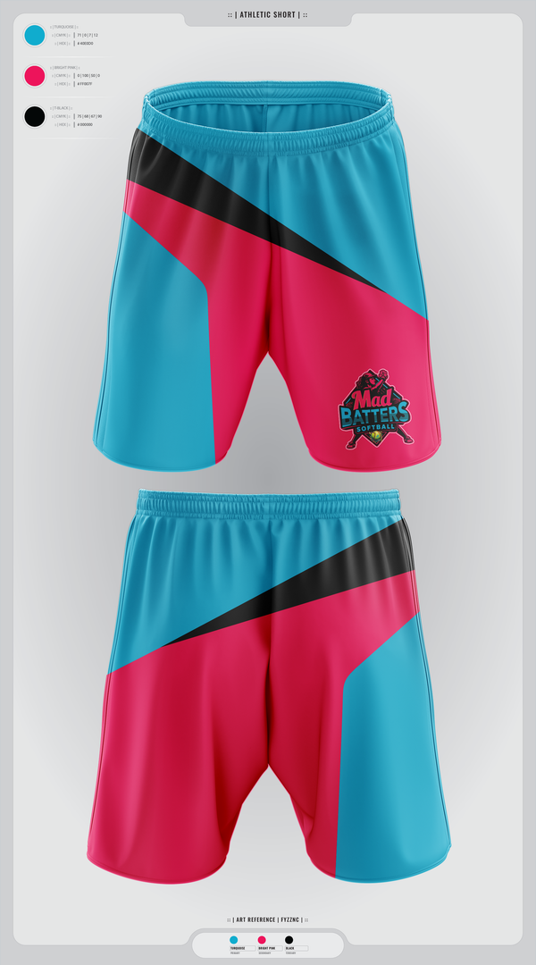 Athletic Shorts With Pockets, MadBatters Softball, Softball, Teamtime, Team time, sublimation, custom sports apparel, team uniforms, spirit wear, spiritwear, sports uniforms, custom shirts, team store, custom team store, fundraiser sports, apparel fundraiser