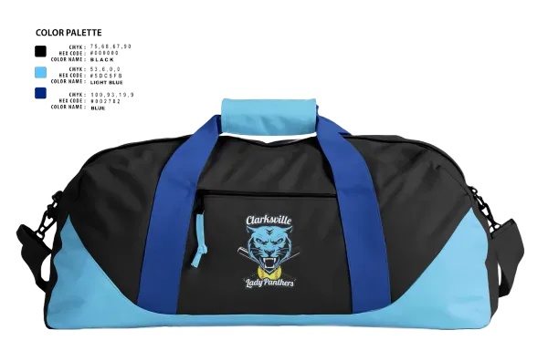 Duffle Bag, Clarksville Lady Panters, Softball, Teamtime, Team time, sublimation, custom sports apparel, team uniforms, spirit wear, spiritwear, sports uniforms, custom shirts, team store, custom team store, fundraiser sports, apparel fundraiser