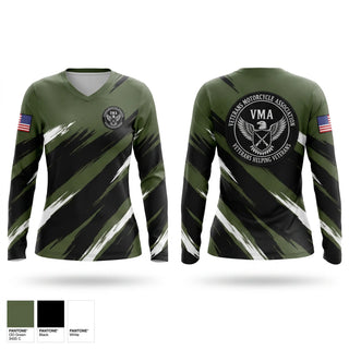 Womens Long Sleeve Vneck Shirt, Veterans Motorcycle Association, , Teamtime, Team time, sublimation, custom sports apparel, team uniforms, spirit wear, spiritwear, sports uniforms, custom shirts, team store, custom team store, fundraiser sports, apparel fundraiser