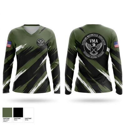 Veterans Motorcycle Association Women's Long Sleeve V-neck Shirt - 1