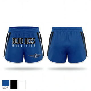Womens Shorts, Blue Aces, Wrestling, Teamtime, Team time, sublimation, custom sports apparel, team uniforms, spirit wear, spiritwear, sports uniforms, custom shirts, team store, custom team store, fundraiser sports, apparel fundraiser