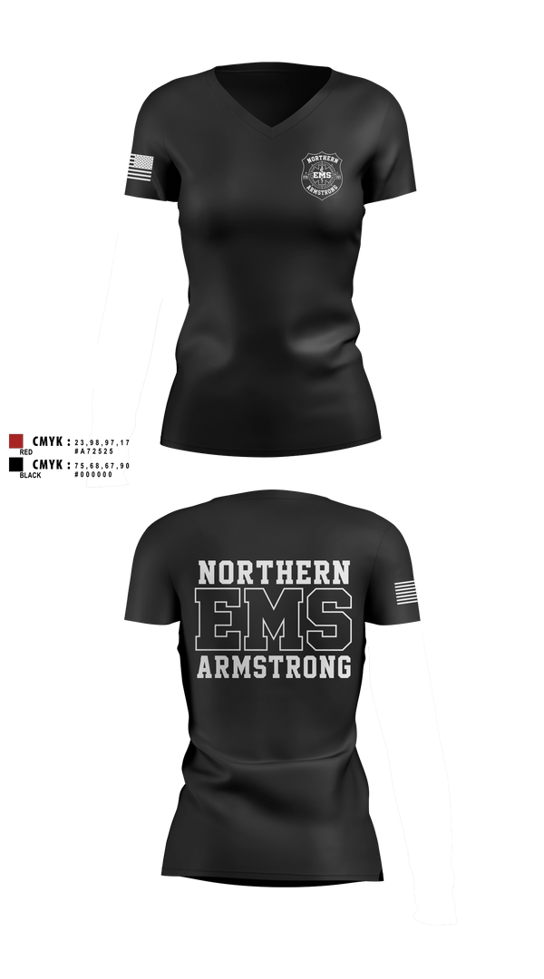 Womens Short Sleeve Vneck Shirt, Northern Armstrong EMS, EMS/EMT, Teamtime, Team time, sublimation, custom sports apparel, team uniforms, spirit wear, spiritwear, sports uniforms, custom shirts, team store, custom team store, fundraiser sports, apparel fundraiser