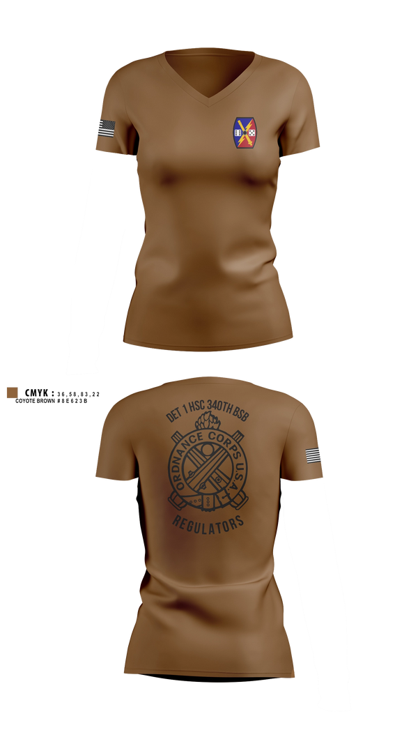 Womens Short Sleeve Vneck Shirt, DET 1 HSC 340TH BSB, Army, Teamtime, Team time, sublimation, custom sports apparel, team uniforms, spirit wear, spiritwear, sports uniforms, custom shirts, team store, custom team store, fundraiser sports, apparel fundraiser