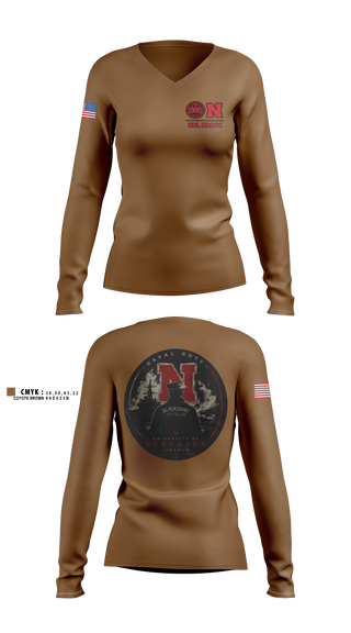 Womens Long Sleeve Vneck Shirt, Blackshirt Battalion, Navy, Teamtime, Team time, sublimation, custom sports apparel, team uniforms, spirit wear, spiritwear, sports uniforms, custom shirts, team store, custom team store, fundraiser sports, apparel fundraiser