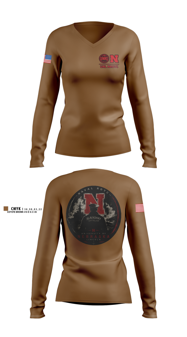 Womens Long Sleeve Vneck Shirt, Blackshirt Battalion, Navy, Teamtime, Team time, sublimation, custom sports apparel, team uniforms, spirit wear, spiritwear, sports uniforms, custom shirts, team store, custom team store, fundraiser sports, apparel fundraiser