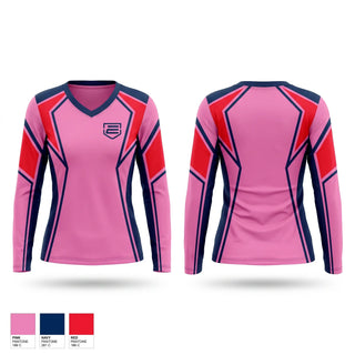 Womens Long Sleeve Vneck Shirt, Pee Dee Elite, Baseball, Teamtime, Team time, sublimation, custom sports apparel, team uniforms, spirit wear, spiritwear, sports uniforms, custom shirts, team store, custom team store, fundraiser sports, apparel fundraiser