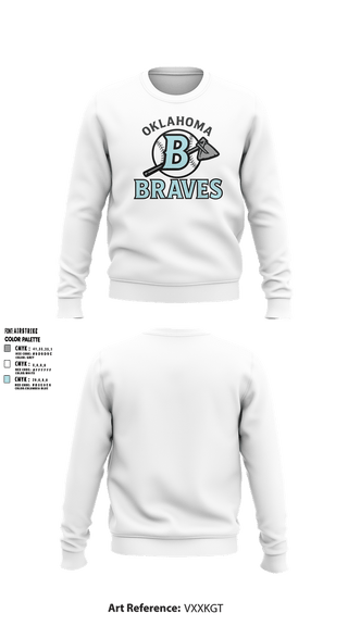 Crew Neck Sweatshirt, Oklahoma Braves, Baseball, Teamtime, Team time, sublimation, custom sports apparel, team uniforms, spirit wear, spiritwear, sports uniforms, custom shirts, team store, custom team store, fundraiser sports, apparel fundraiser