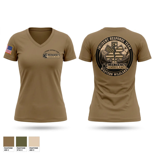 Womens Short Sleeve Vneck Shirt, Emergency Ambulance Service, EMS/EMT, Teamtime, Team time, sublimation, custom sports apparel, team uniforms, spirit wear, spiritwear, sports uniforms, custom shirts, team store, custom team store, fundraiser sports, apparel fundraiser