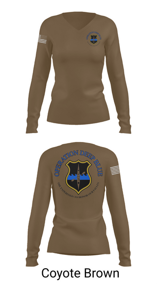 Womens Long Sleeve Vneck Shirt, Operation Deep Blue, , Teamtime, Team time, sublimation, custom sports apparel, team uniforms, spirit wear, spiritwear, sports uniforms, custom shirts, team store, custom team store, fundraiser sports, apparel fundraiser