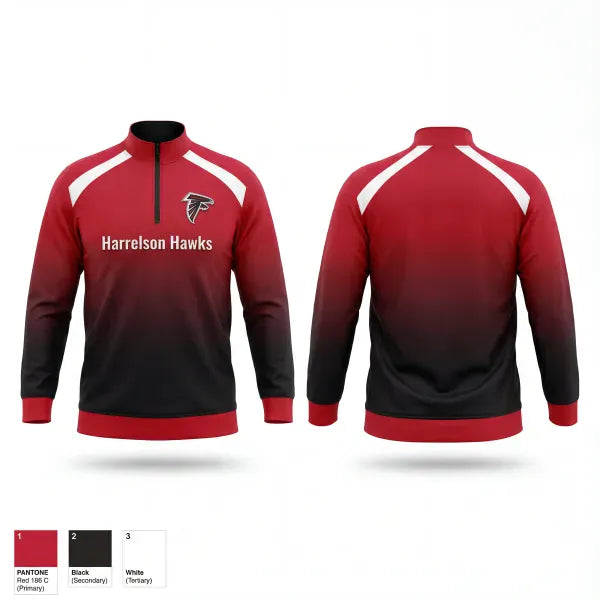 Quarter Zip Jacket, Harrelson Hawks, Men's Basketball, Teamtime, Team time, sublimation, custom sports apparel, team uniforms, spirit wear, spiritwear, sports uniforms, custom shirts, team store, custom team store, fundraiser sports, apparel fundraiser